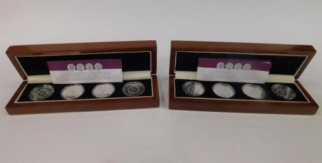 Two 60th Anniversary of the coronation of Queen Elizabeth II four piece silver crown sets 2013