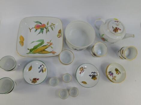 A Royal Worcester square dish decorated in the Evesham pattern