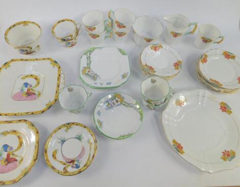 A Melba porcelain part tea service decorated in the Dolly Varden pattern