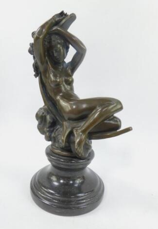 After Seraphin Denecheau. Bronze figure of Diana