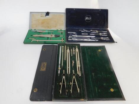 Three sets of drawing instruments