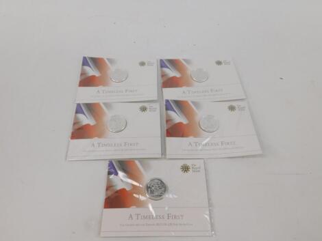 Five The George and the Dragon silver £20 coins 2013.