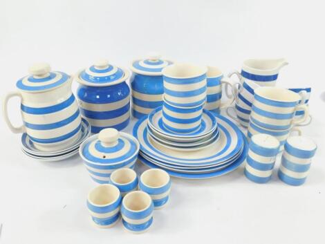 Various T G Green blue banded Cornishware