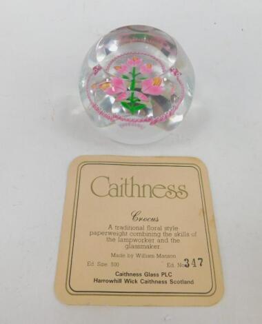 A Caithness faceted glass paperweight