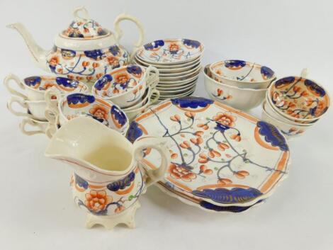 A 19thC Gaudy Welsh pottery tea service