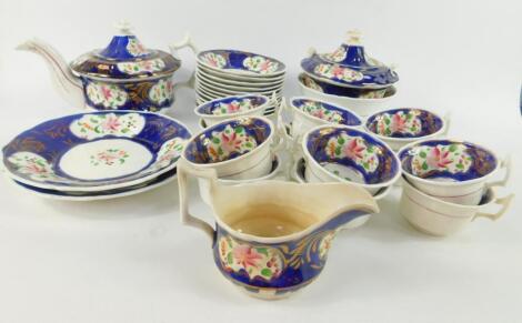 A 19thC Gaudy Welsh pottery tea service