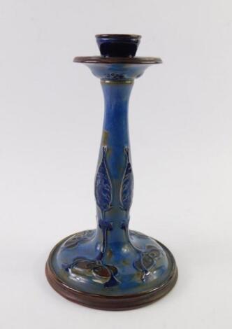 A Royal Doulton late 19thC stoneware candlestick