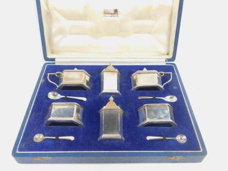 A George VI silver six piece condiment set