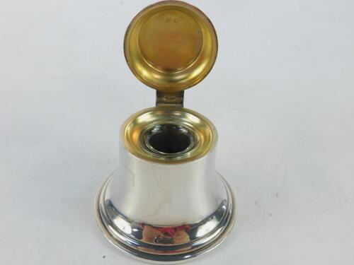 An Edward VII silver ship's bell inkwell