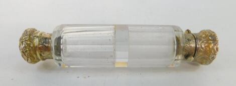 A Victorian cut glass double ended scent and smelling salts bottle