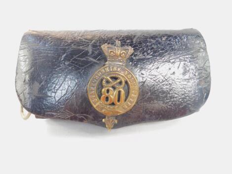 A Staffordshire Volunteers leather shot pouch