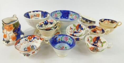 A group of Gaudy Welsh early 19thC pottery tea wares