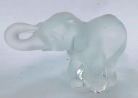 A Lalique frosted and clear glass figure of an elephant