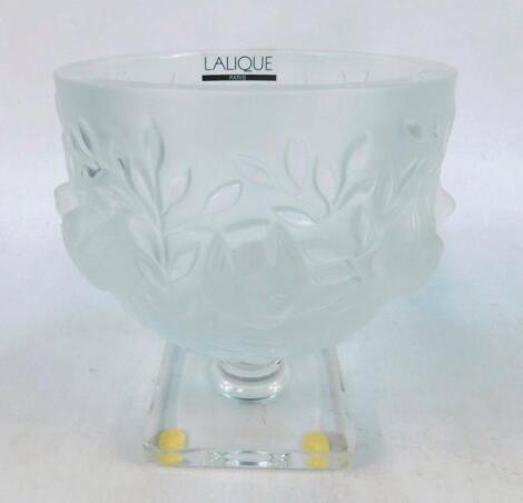 A Lalique frosted and clear glass pedestal sweetmeat dish