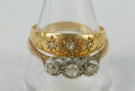 A diamond three stone ring