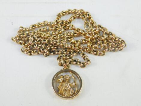 A 9ct gold St Christopher pendant on a belcher charm