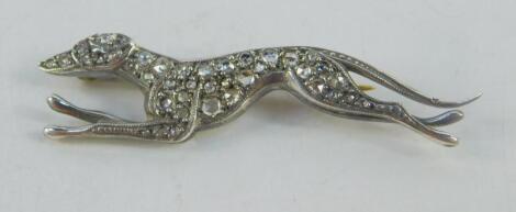 A diamond set greyhound brooch