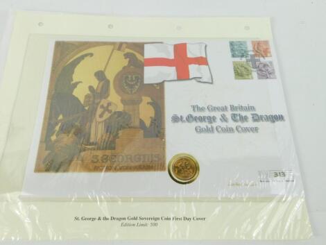 A St George & The Dragon gold sovereign coin cover 2001