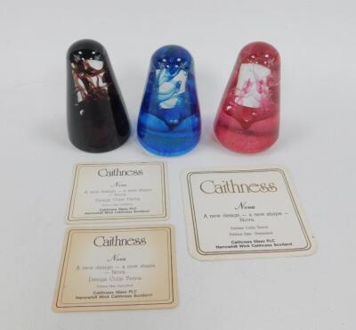 Three Caithness glass Nova paperweights