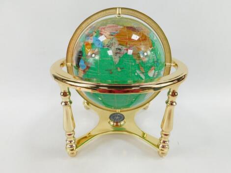 An Osborne & Allen gemstone set terrestrial globe