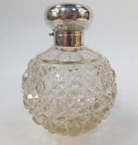 An Edward VII cut glass scent bottle