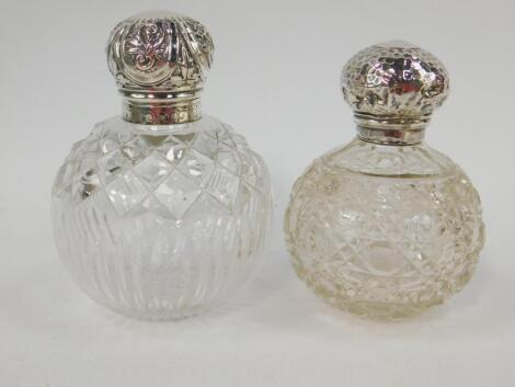 A Victorian cut glass scent bottle