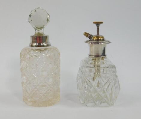 A George V cut glass and silver atomiser