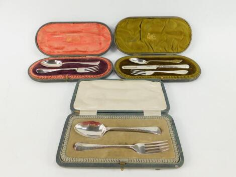 An Edwardian silver knife fork and spoon set