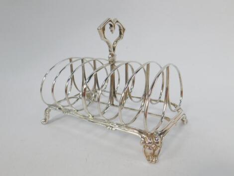 A Victorian silver six division toast rack