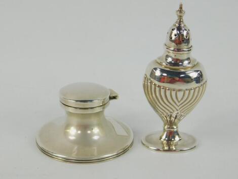 A George V loaded silver capstan inkwell