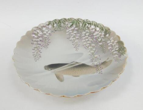 A Japanese 20thC fluted porcelain dish