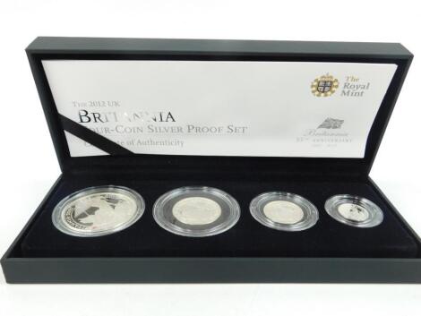 A Britannia 2012 four coin silver proof set