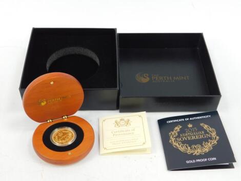 An Australian gold proof sovereign 2015