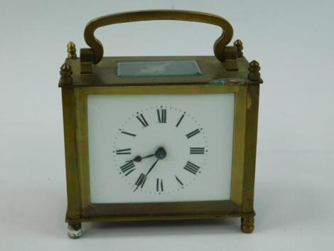 A French rectangular brass cased carriage clock