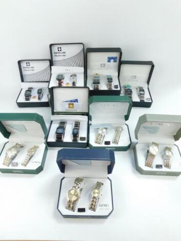 Gentleman's and lady's matching dress watch sets