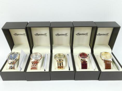 Five Ingersoll Gems gentleman's dress wristwatches