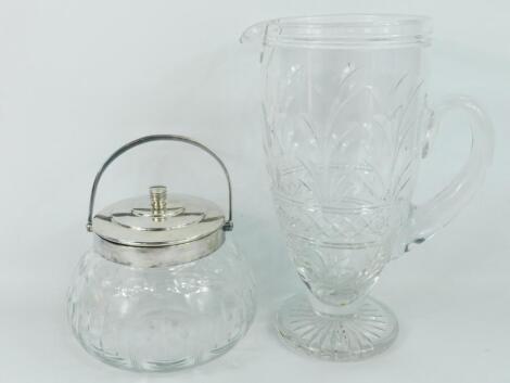 A Stuart cut glass water jug