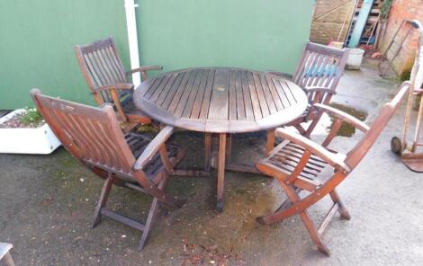 A Canterbury Collection hardwood circular garden table