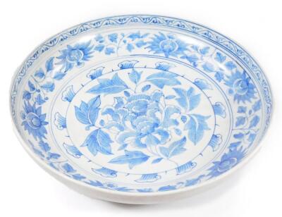 A Chinese Ming style blue and white porcelain dish