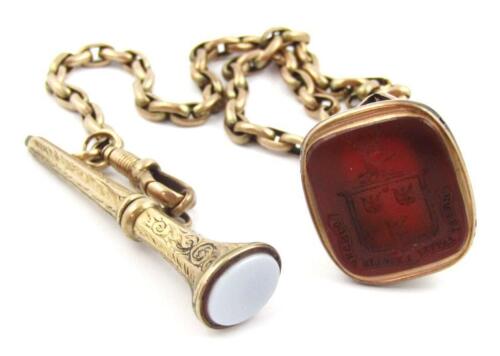 A rococo design carnelian fob seal