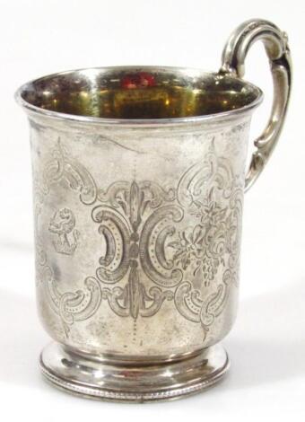 A Victorian silver gilt christening mug