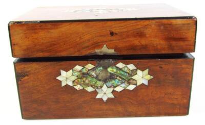 A Victorian walnut and mother of pearl jewellery casket - 3