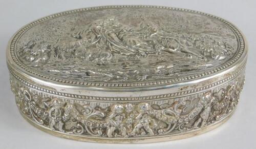 A German oval white metal box