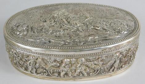 A German oval white metal box