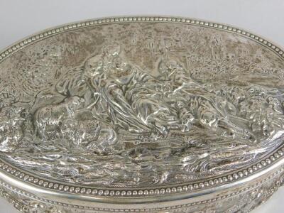 A German oval white metal box - 2