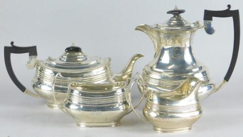 A George VI silver four piece tea set