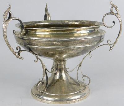 A George V silver three handled centrepiece