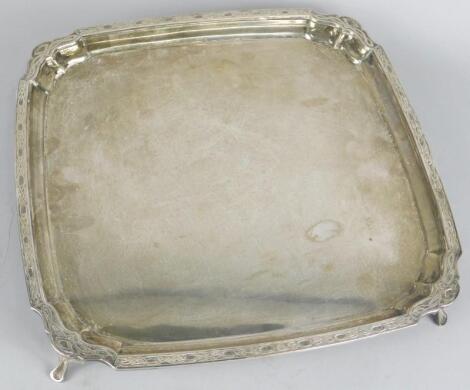 A George V square silver tray