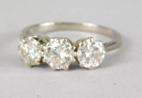 A three stone diamond ring