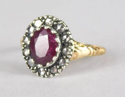 A ruby and diamond dress ring